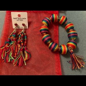 Multi-color bracelet and earrings set